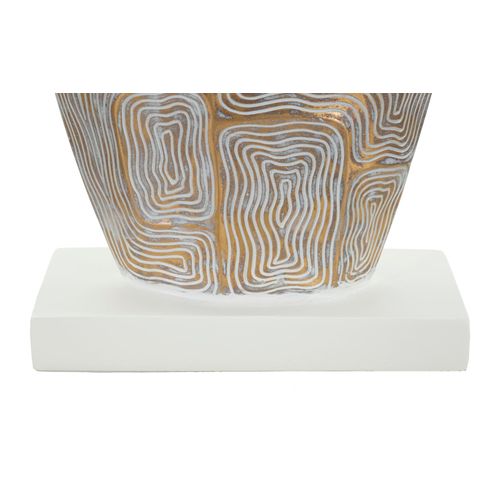 Lampe à Poser Moderne Eclips Tower Ø38x90 Cm En Résine Dorée Avec Abat-jour Tissu