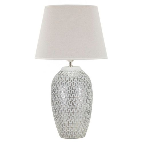 Lampe à Poser Moderne Ø35x65 Cm En Résine Dorée Avec Abat-jour Blanc