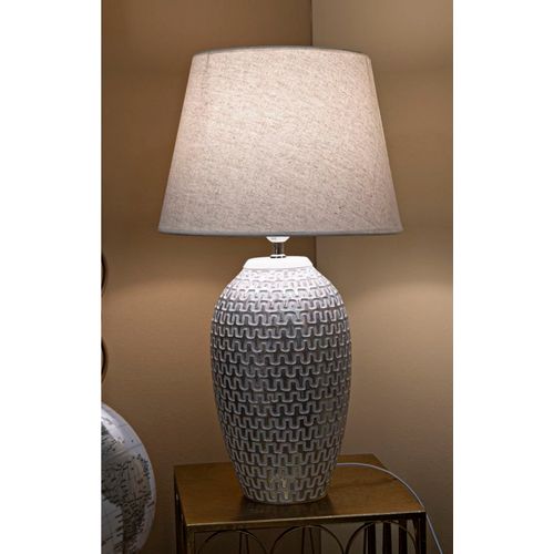 Lampe à Poser Moderne Ø35x65 Cm En Résine Dorée Avec Abat-jour Blanc