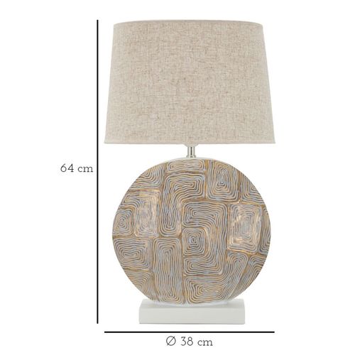 Lampe à Poser Moderne Ø35x65 Cm En Résine Dorée Avec Abat-jour Blanc
