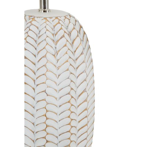 Lampe à Poser Moderne Ø 35x65 Cm En Résine Dorée Avec Abat-jour Blanc