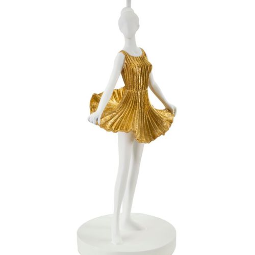 Lampe à Poser Danseuse Dorée En Résine Et Métal Avec Abat-jour Ø32x90,5 Cm