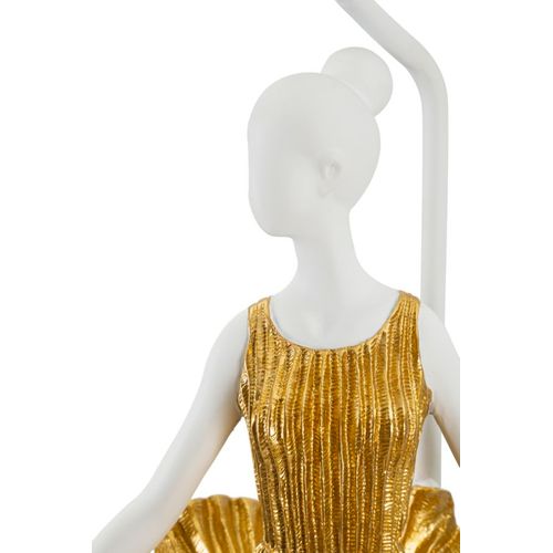 Lampe à Poser Danseuse Dorée En Résine Et Métal Avec Abat-jour Ø32x90,5 Cm