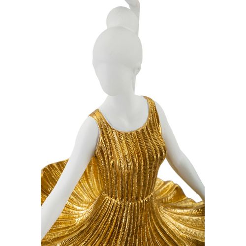 Lampe à Poser Danseuse Dorée En Résine Et Métal Avec Abat-jour Ø32x90,5 Cm