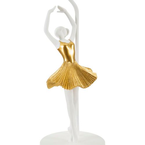 Lampe à Poser Danseuse Dorée En Résine Et Métal Avec Abat-jour Ø28x64 Cm
