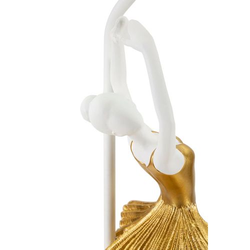 Lampe à Poser Danseuse Dorée En Résine Et Métal Avec Abat-jour Ø28x64 Cm