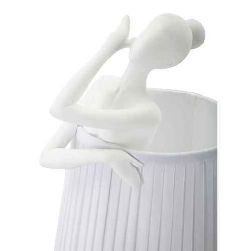 Lampe à Poser Danseuse En Résine Blanche Avec Abat-jour Tissu Ø29x62,5 Cm