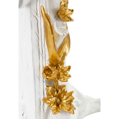 Lampe à Poser Perroquet En Résine Dorée Avec Abat-jour Blanc 20x50,5 Cm