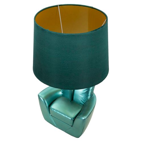 Lampe à Poser Jaune Style Vintage En Résine Avec Abat-jour Tissu 26x43 Cm