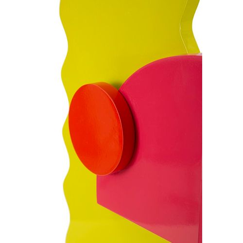 Lampe à Poser Bois Art Futuriste Multicolore Avec Abat-jour Orange 30x60,5 Cm