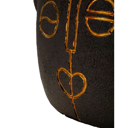 Lampe à Poser Résine Visage Tribal Avec Abat-jour Gris 30,5x46 Cm