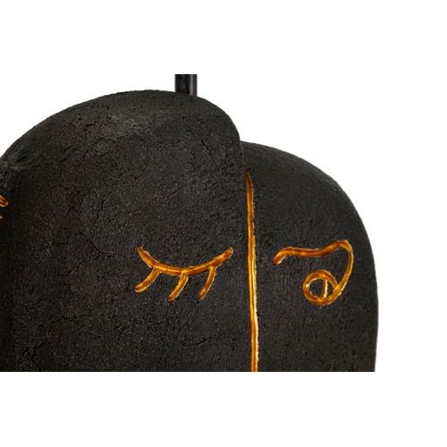 Lampe à Poser Résine Visage Tribal Élégante Avec Abat-jour Gris 27,5x39,5 Cm