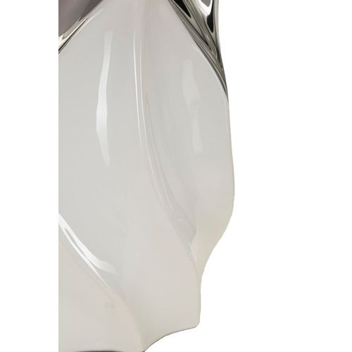 Lampe à Poser Céramique Blanche Et Argent Avec Abat-jour 30x30x51 Cm