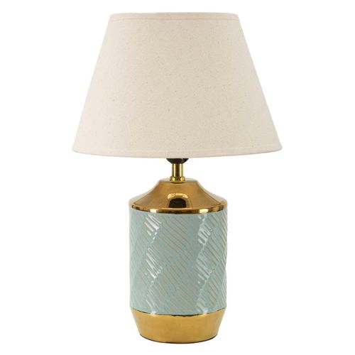 Lampe à Poser Céramique Cape Town Blanc Clair Avec Finitions Dorées 30x30x47 Cm