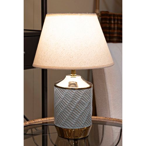 Lampe à Poser Céramique Cape Town Blanc Clair Avec Finitions Dorées 30x30x47 Cm