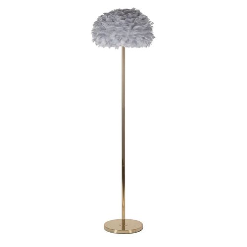 Lampadaire Plume Gris Ø43 Cm X 170 Cm En Métal Doré Design Moderne