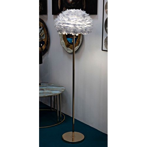 Lampadaire Plume Gris Ø43 Cm X 170 Cm En Métal Doré Design Moderne