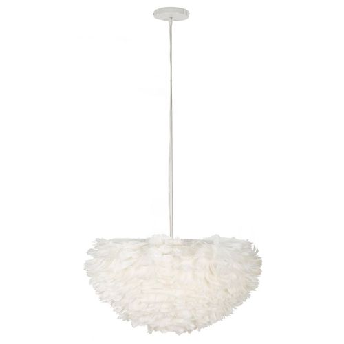 Lampe à poser Plumes Blanches Ø60x30 Cm Avec Câble 110 Cm Pour Salon Ou Chambre