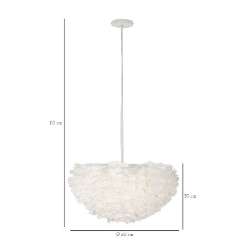 Lampe à poser Plumes Blanches Ø60x30 Cm Avec Câble 110 Cm Pour Salon Ou Chambre