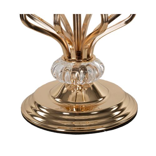 Lampe à Poser Géométrique Métal Doré 25x54 Cm Avec Abat-jour Plumes