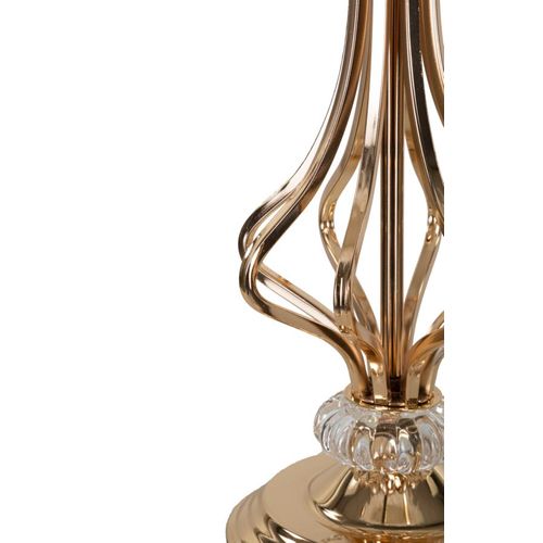 Lampe à Poser Géométrique Métal Doré 25x54 Cm Avec Abat-jour Plumes