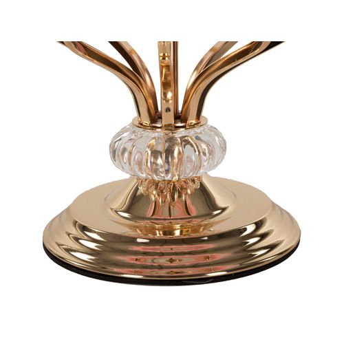 Lampe à Poser Géométrique Métal Doré Rose 25x54 Cm Avec Abat-jour Plumes