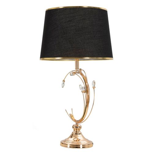 Lampe à Poser Métal Doré Noire 36x65 Cm Décor Géométrique Floral