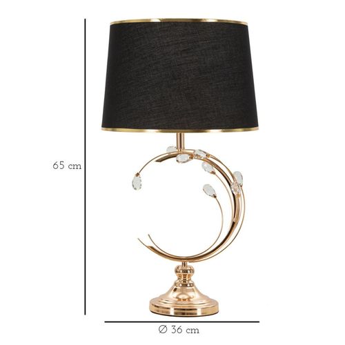 Lampe à Poser Métal Doré Noire 36x65 Cm Décor Géométrique Floral