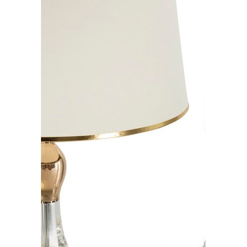 Lampadaire Doré Ø45x165 Cm Avec Applications Transparentes Et Abat-jour Beige