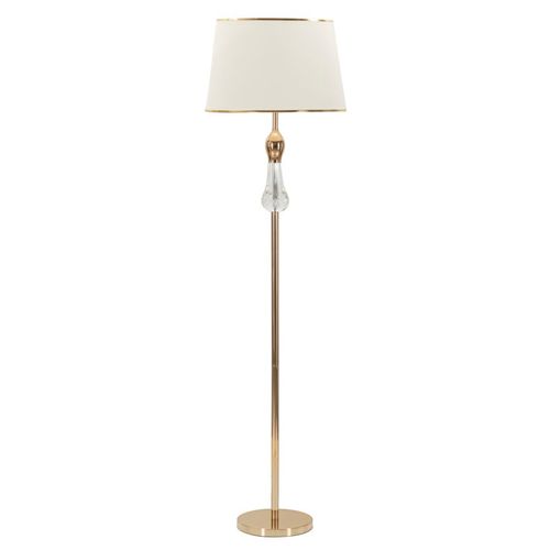 Lampadaire Doré Ø45x165 Cm Avec Applications Transparentes Et Abat-jour Beige
