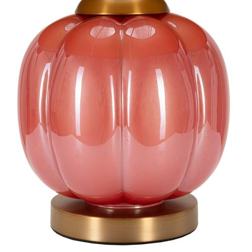 Lampe à Poser Moderne Verre Rouge 32,5x50 Cm Avec Abat-jour Bleu Velours