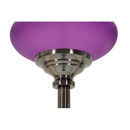 Lampadaire Moderne Ø40x167 Cm Avec Base Violette Et Abat-jour Velours Doré