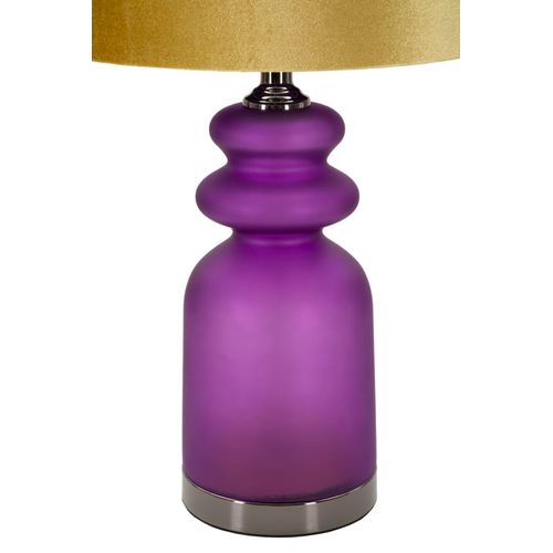 Lampadaire Moderne Verre Violet 32,5x57,5 Cm Avec Abat-jour Velours Doré