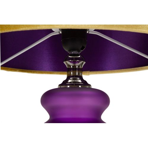 Lampadaire Moderne Verre Violet 32,5x57,5 Cm Avec Abat-jour Velours Doré