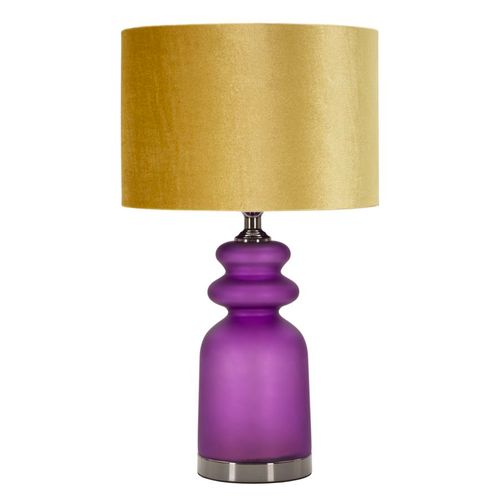 Lampadaire Moderne Verre Violet 32,5x57,5 Cm Avec Abat-jour Velours Doré