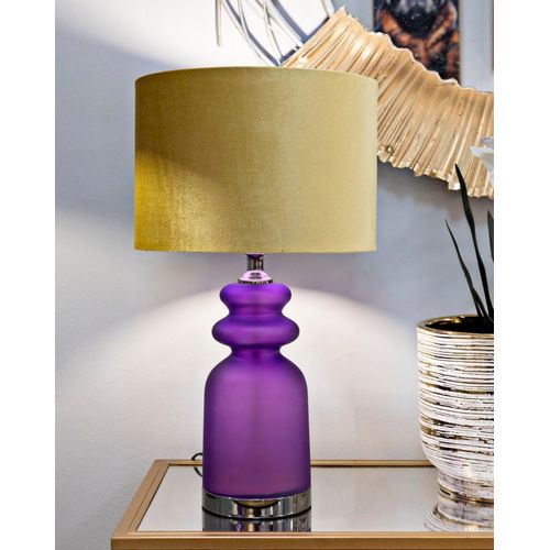 Lampadaire Moderne Verre Violet 32,5x57,5 Cm Avec Abat-jour Velours Doré