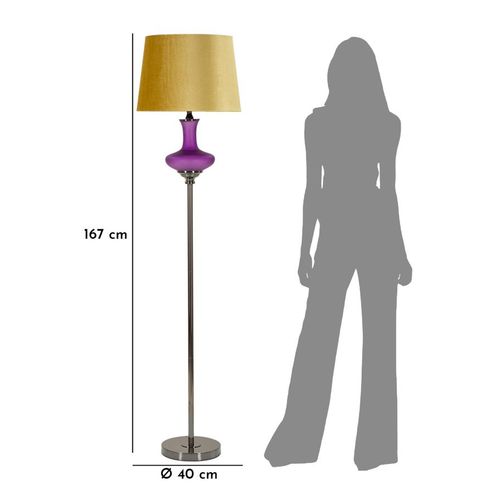 Lampadaire Moderne Verre Violet 32,5x57,5 Cm Avec Abat-jour Velours Doré