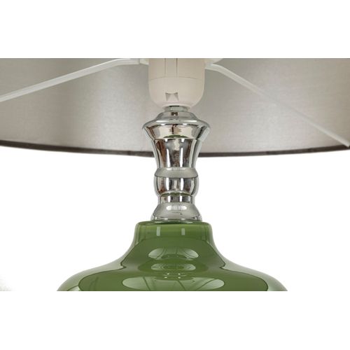 Lampadaire Moderne Ø40x160 Cm Base En Verre Vert Et Abat-jour Velours Noir