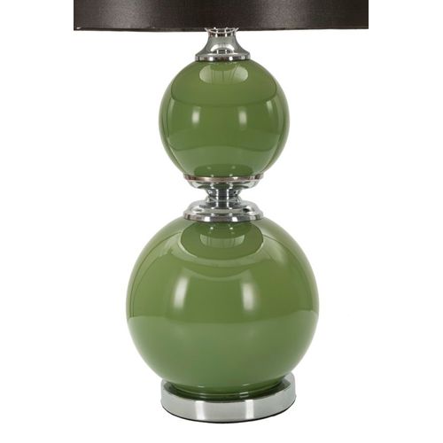 Lampe à Poser Moderne Verre Vert 38x65 Cm Avec Abat-jour Velours Noir