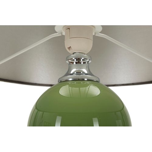 Lampe à Poser Moderne Verre Vert 38x65 Cm Avec Abat-jour Velours Noir