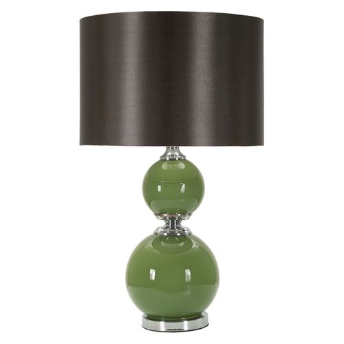 Lampe à Poser Moderne Verre Vert 38x65 Cm Avec Abat-jour Velours Noir