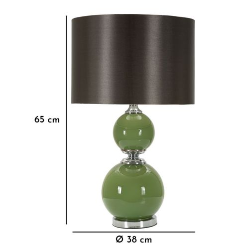 Lampe à Poser Moderne Verre Vert 38x65 Cm Avec Abat-jour Velours Noir