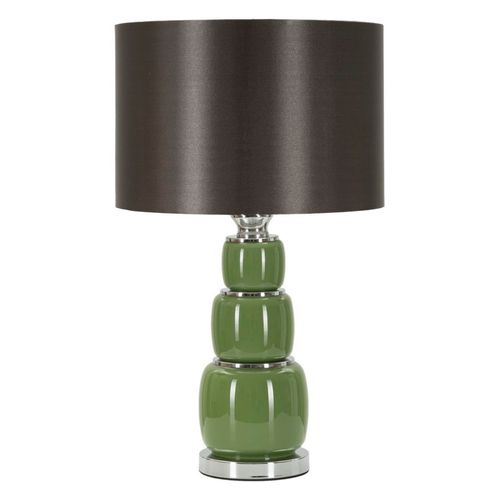 Lampe à Poser Moderne Verre Vert 32,5x55 Cm Avec Abat-jour Velours Noir