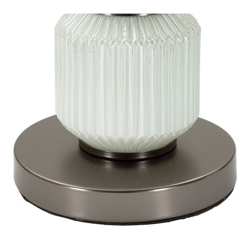 Lampe à Poser Moderne Verre Blanc 32,5x57 Cm Avec Abat-jour Velours Gris