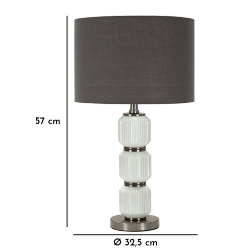 Lampe à Poser Moderne Verre Blanc 32,5x57 Cm Avec Abat-jour Velours Gris
