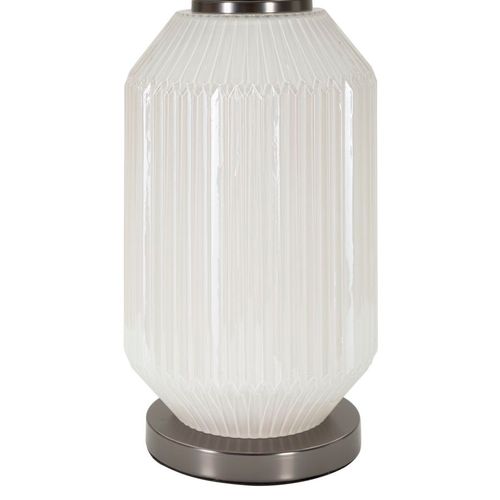 Lampe à Poser Moderne Verre Blanc 37,5x65 Cm Avec Abat-jour Velours Gris