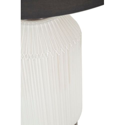 Lampe à Poser Moderne Verre Blanc 37,5x65 Cm Avec Abat-jour Velours Gris