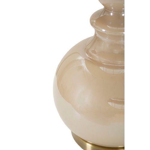 Lampe à Poser Moderne Verre Crème 37,5x61 Cm Avec Abat-jour Velours