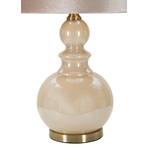 Lampe à Poser Moderne Verre Crème 37,5x61 Cm Avec Abat-jour Velours