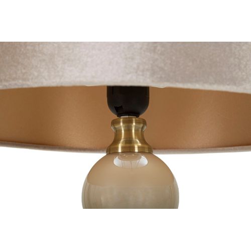 Lampe à Poser Moderne Verre Crème 37,5x61 Cm Avec Abat-jour Velours